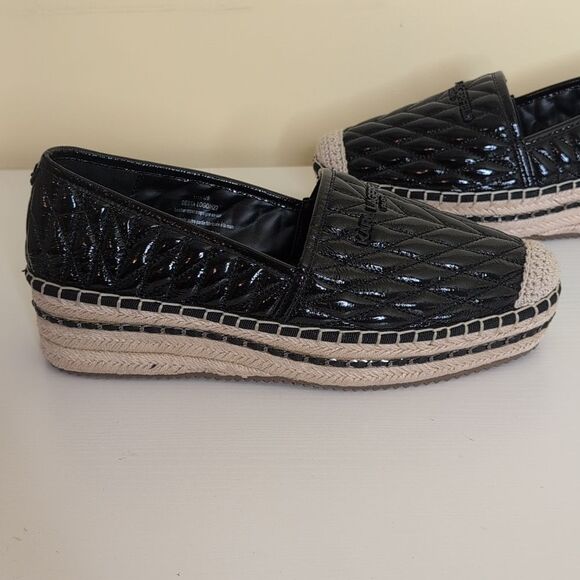 Karl Lagerfeld Paris Size 11 Desta Logo Black Puffy Quilted Platform Espadrilles - Picture 9 of 15